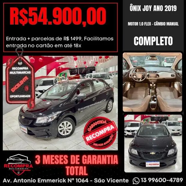 Carro Chevrolet Onix 2019 1.0 Joy SPE/4