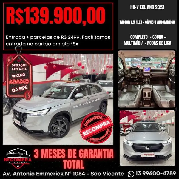 Carro Honda HR-V 2023 Advance 1.5 Turbo