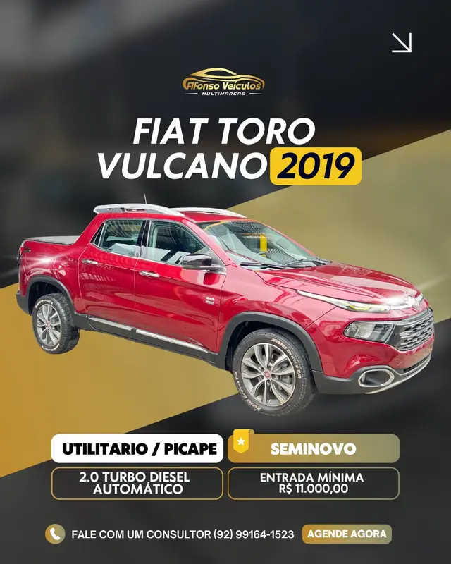 Carro Fiat Toro 2019 Volcano 2.0 diesel AT9 4x4