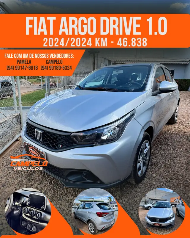 Carro Fiat Argo 2024 Drive 1.0