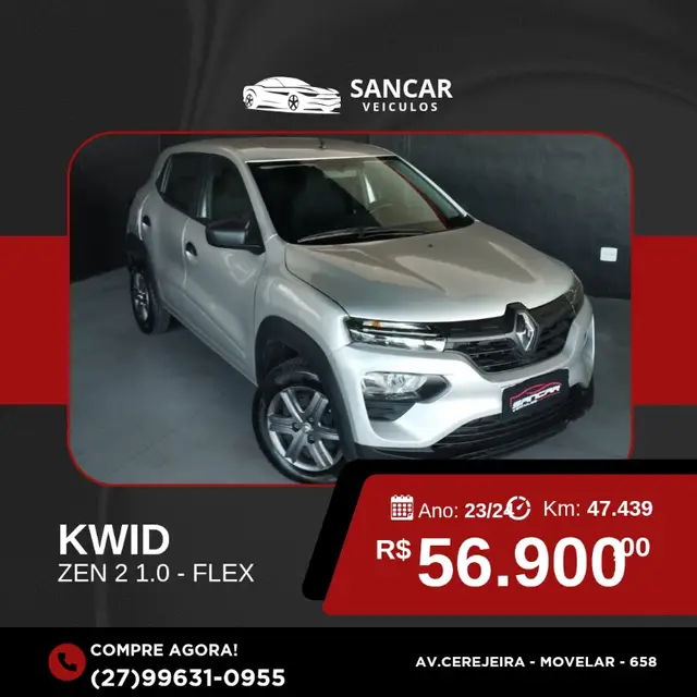 Carro Renault Kwid 2024 Zen 1.0 12v SCe (Flex)