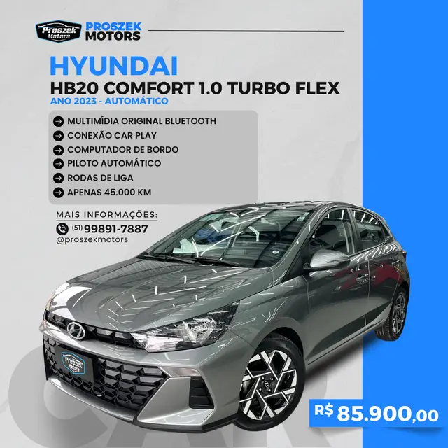 Carro Hyundai HB20 2023 Comfort 1.0 TGDI (Aut.)