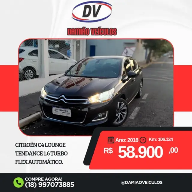 Carro Citroën C4 Lounge 2018 Tendance 1.6 THP (Flex) (Aut)