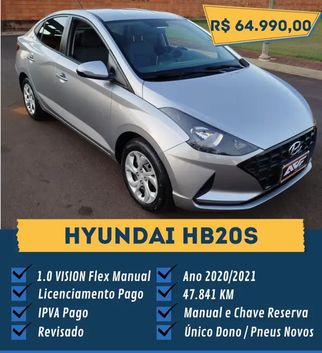 Carro Hyundai HB20S 2021 1.0 Vision (Flex)