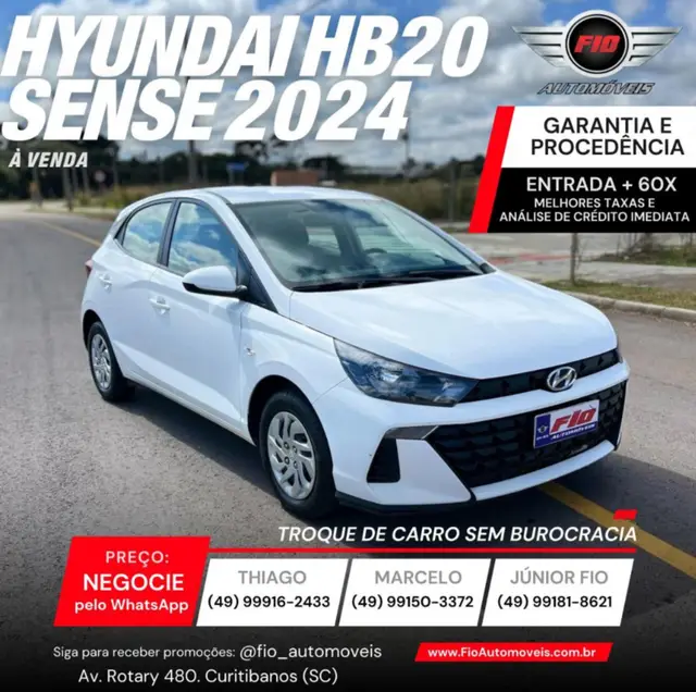 Carro Hyundai HB20 2024 Sense 1.0 (Mec.)