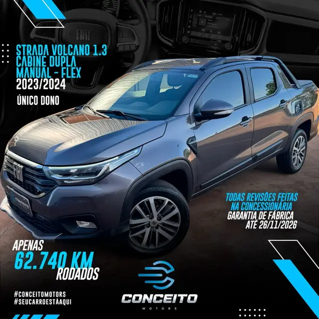 Carro Fiat Strada 2024 Volcano 1.3 Cabine Dupla