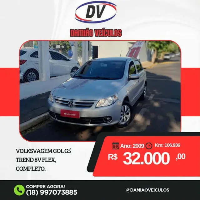 Carro Volkswagen Gol 2009 1.0 (G5) (Flex)