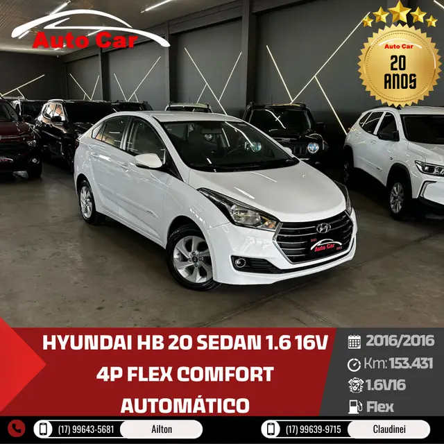 Carro Hyundai HB20S 2016 1.6 Comfort Plus (Aut) (Flex)