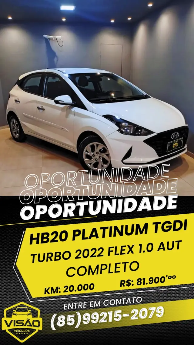 Carro Hyundai HB20 2022 Platinum Bluelink 1.0 Turbo (Flex) (Aut)