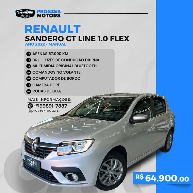 Carro Renault Sandero 2022 GT Line 1.0 12v (Flex)