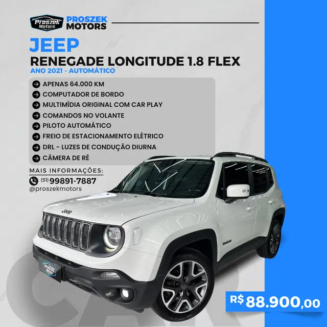 Carro Jeep Renegade 2021 Longitude 1.8 4x2 (Aut) (Flex)