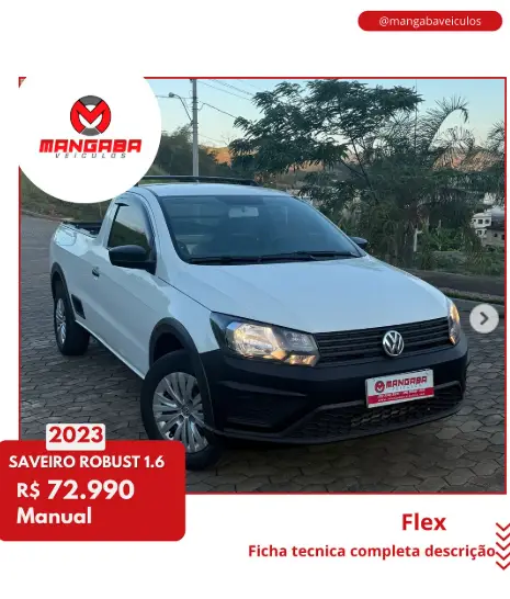 Carro Volkswagen Saveiro 2023 Robust 1.6 MSI CS (Flex)