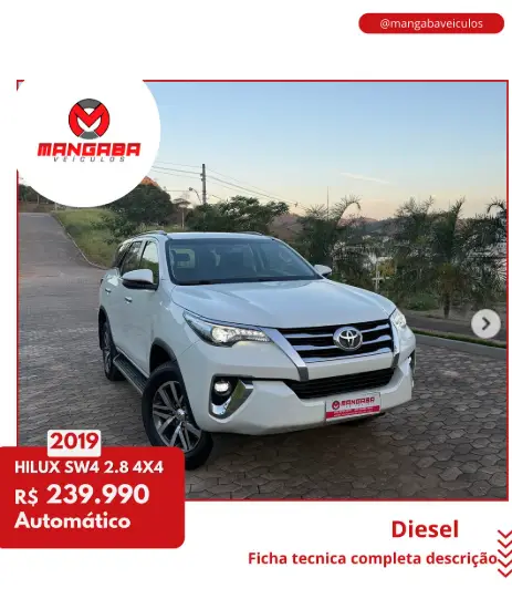 Carro Toyota Hilux SW4 2018 SR 4x2 2.7/2.7 Flex 16V Mec.