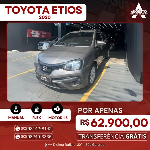 Carro Toyota Etios Sedan 2020 X Plus 1.5 (Flex)