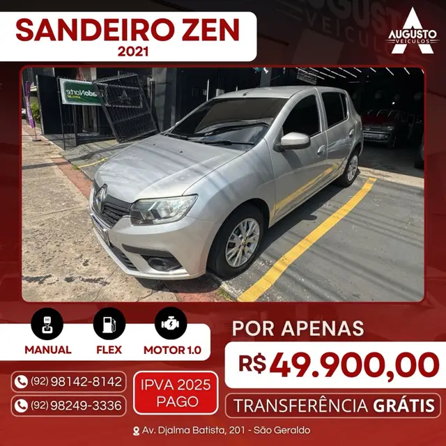 Carro Renault Sandero 2021 Zen 1.0 12V SCe (Flex)