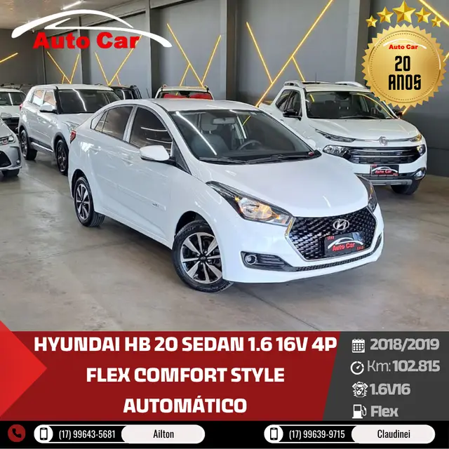 Carro Hyundai HB20S 2019 1.6 Style (Aut) (Flex)