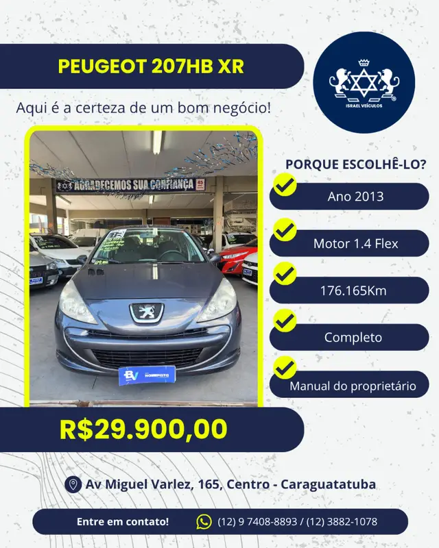 Carro Peugeot 207 2013 Hatch XR 1.4 8V (flex) 2p