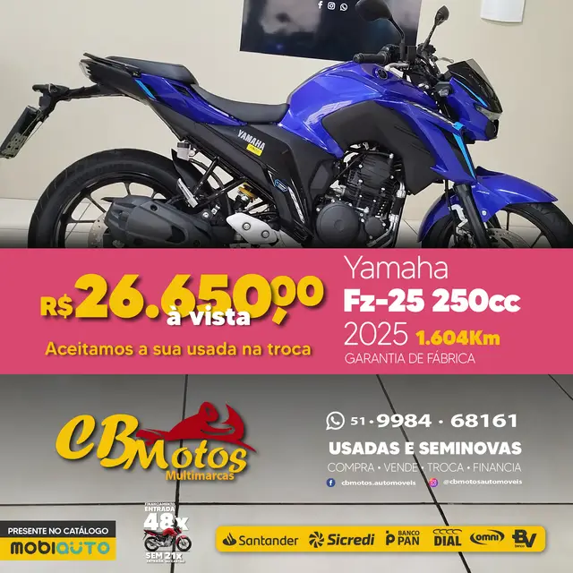 Moto Yamaha Fazer FZ25 2025 Connected