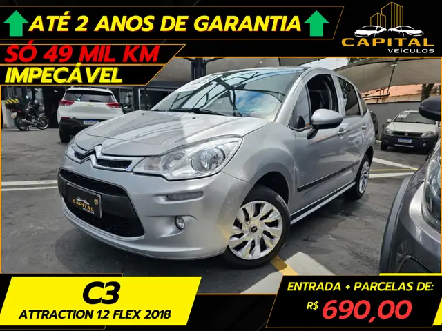 Carro Citroën C3 2018 Attraction 1.2 12V (Flex)