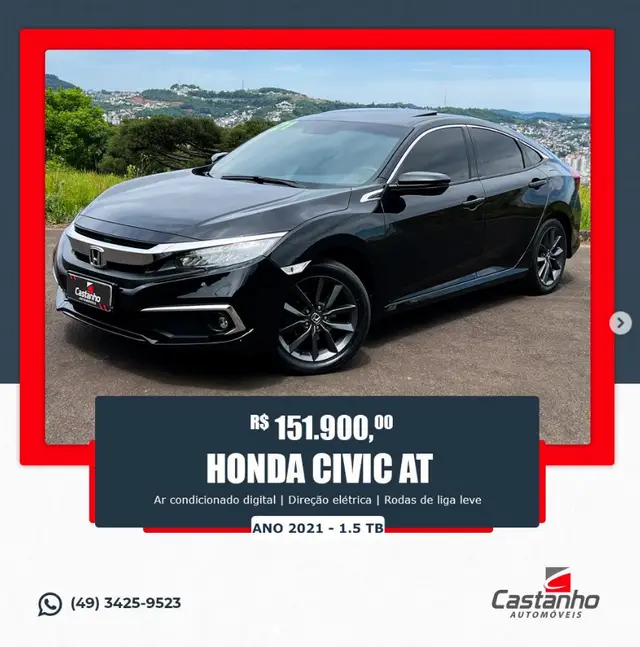 Carro Honda Civic 2021 Touring 1.5 Turbo CVT