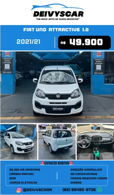 Carro Fiat Uno 2021 Attractive 1.0