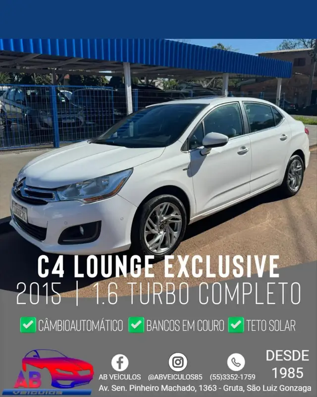 Carro Citroën C4 Lounge 2015 Exclusive 1.6 Turbo Flex Aut.