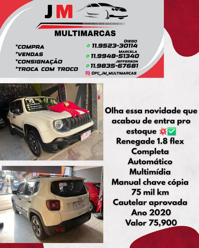 Carro Jeep Renegade 2020 1.8 4x2 (Aut) (Flex)