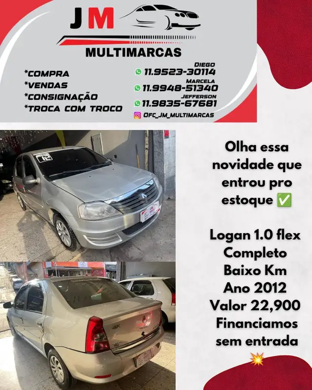 Carro Renault Logan 2012 Authentique 1.0 16V (flex)