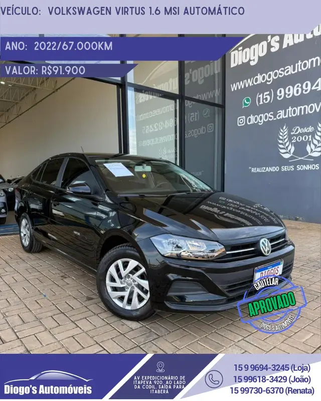 Carro Volkswagen Virtus 2022 1.6 Sense 16V (Flex) (Aut) (PCD)