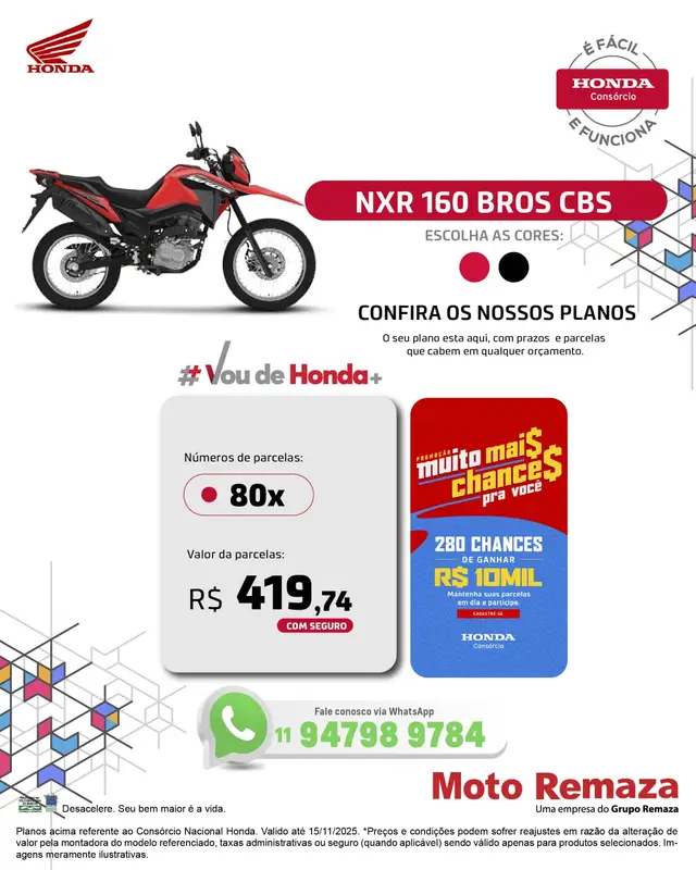 Moto Honda NXR 160 2026 Bros CBS