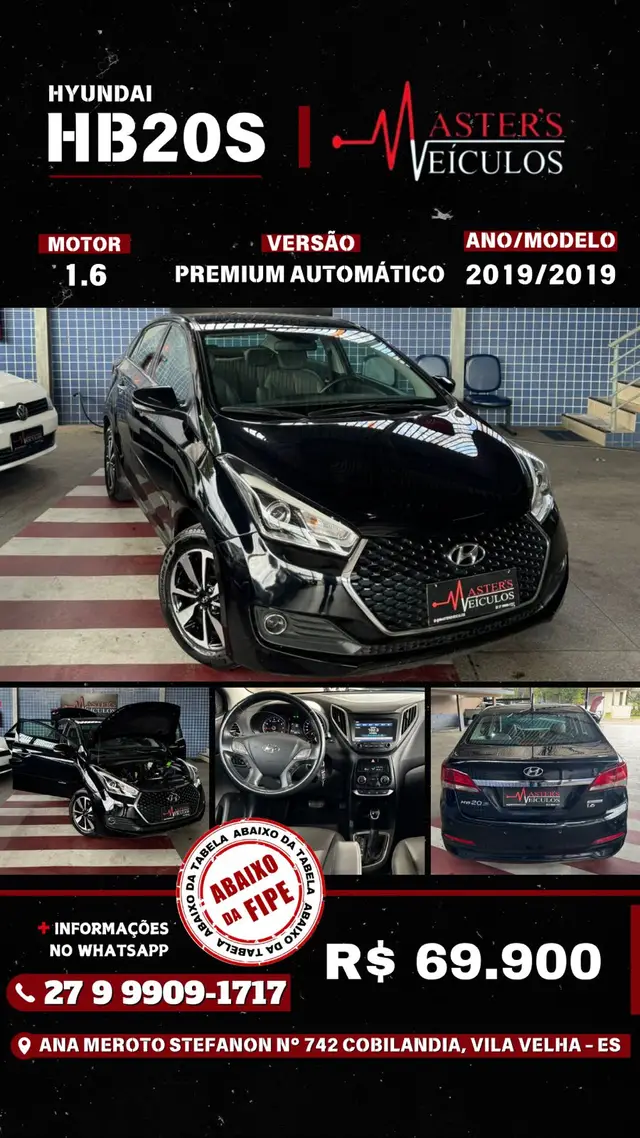 Carro Hyundai HB20S 2019 1.6 Premium (Aut) (Flex)