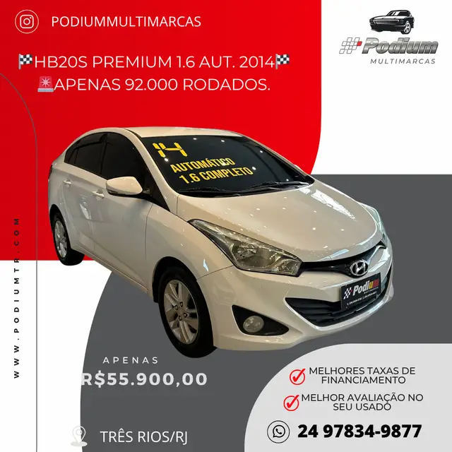 Carro Hyundai HB20S 2014 1.6 Premium (Aut) (Flex)