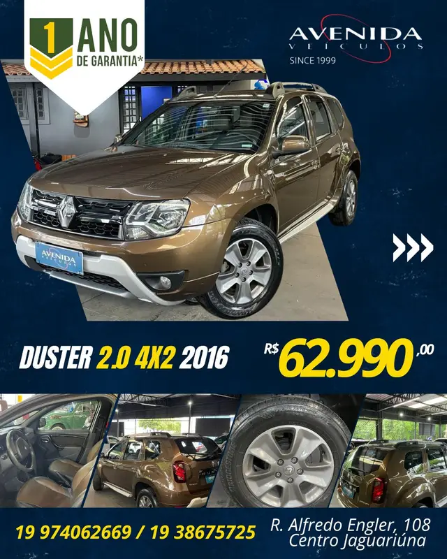 Carro Renault Duster 2016 2.0 16V Dynamique (Aut) (Flex)