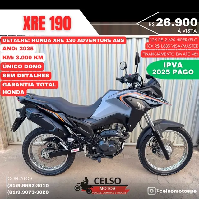 Moto Honda XRE 190 2025 Adventure