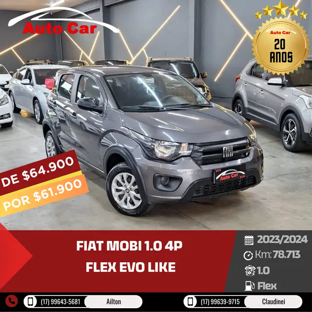 Carro Fiat Mobi 2024 Like 1.0