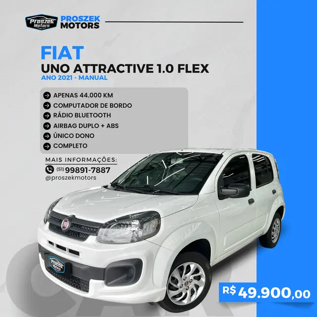 Carro Fiat Uno 2021 Attractive 1.0