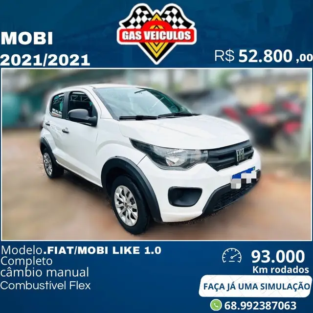 Carro Fiat Mobi 2021 Like 1.0 (Flex)
