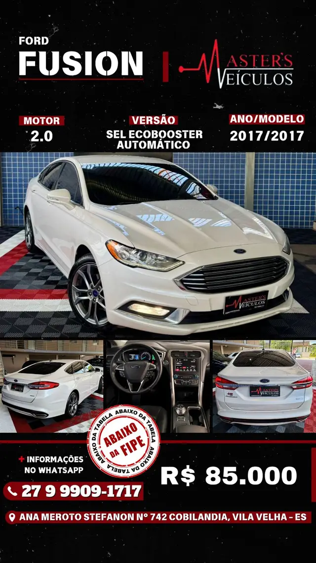 Carro Ford Fusion 2017 2.0 EcoBoost SEL (Aut)