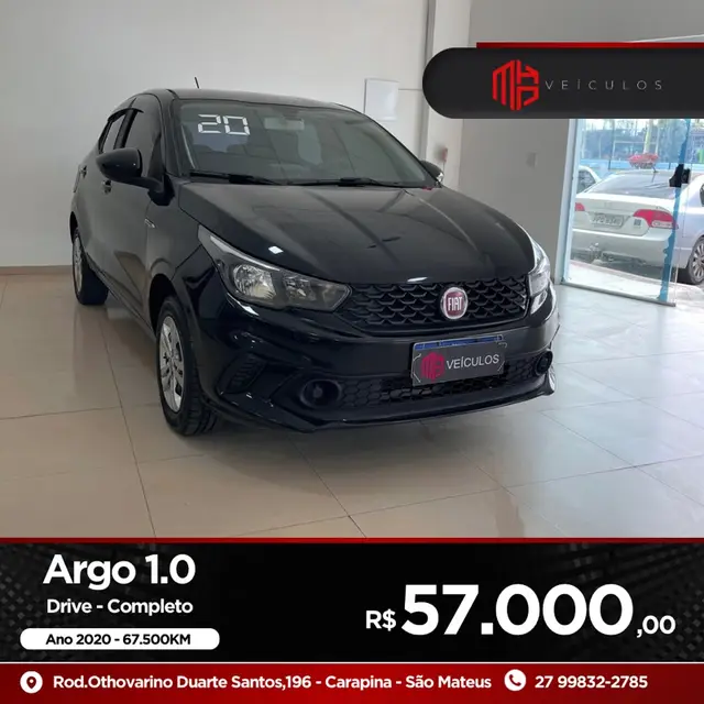 Carro Fiat Argo 2020 Drive 1.0 Firefly (Flex)