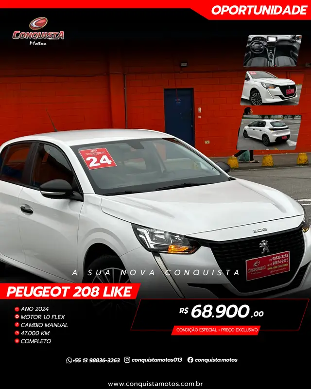 Carro Peugeot 208 2024 Like 1.0