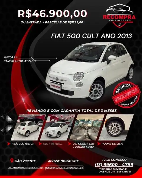 Carro Fiat 500 2013 Cabrio 1.4 16V