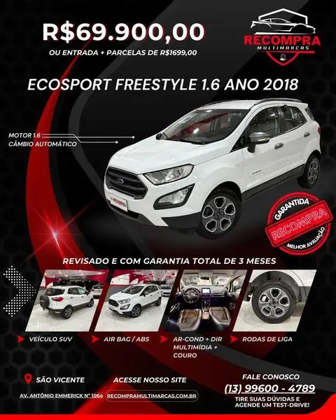 Carro Ford EcoSport 2018 Freestyle 1.5 (Aut) (Flex)