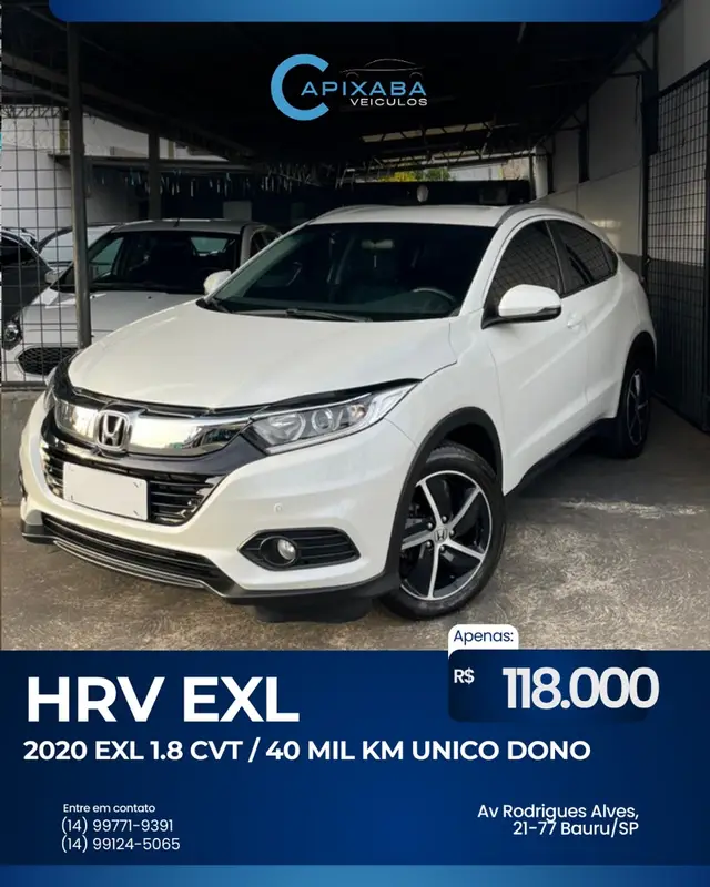 Carro Honda HR-V 2020 EXL CVT 1.8 I-VTEC FlexOne