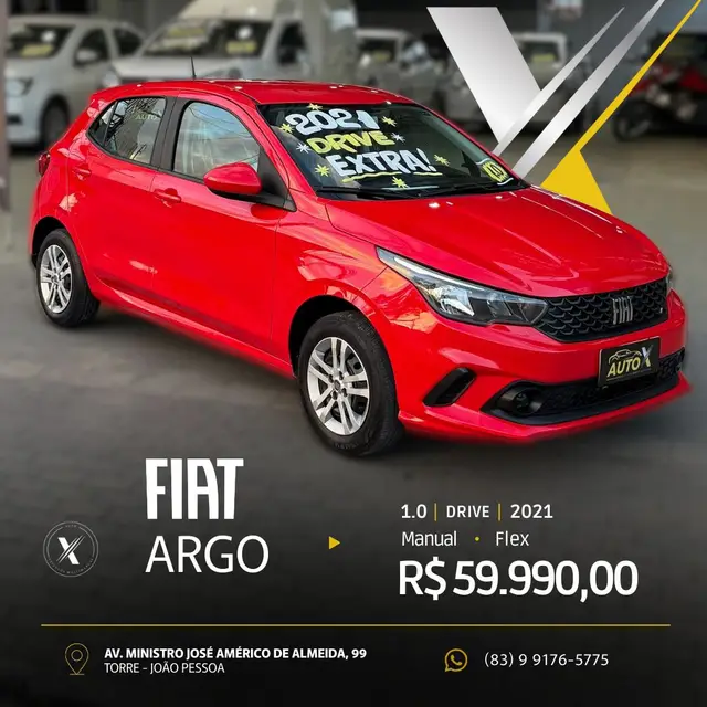 Carro Fiat Argo 2021 Drive 1.0 (Flex)