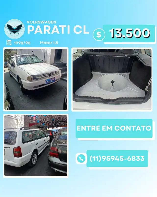 Carro Volkswagen Parati 1998 CL 1.8 MI