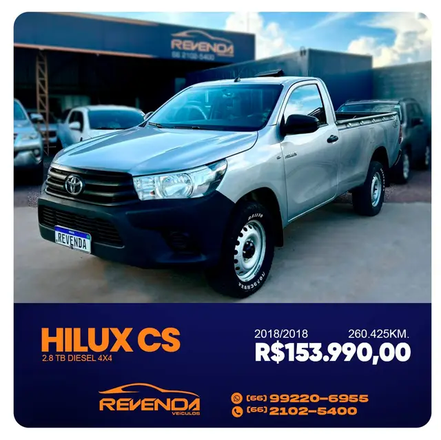 Carro Toyota Hilux Cabine Simples 2018 Hilux 2.8 TDI CS 4x4
