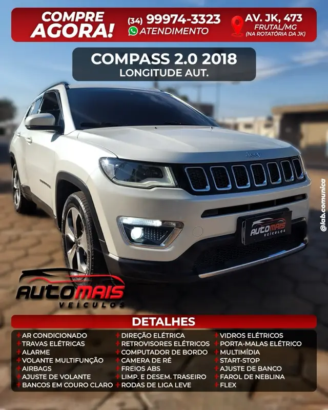 Carro Jeep Compass 2018 2.0 Longitude 4x2 (Aut) (Flex)
