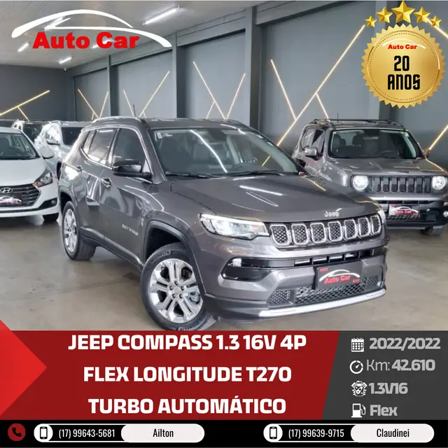 Carro Jeep Compass 2022 Longitude 1.3 T270 (Aut) (Flex)