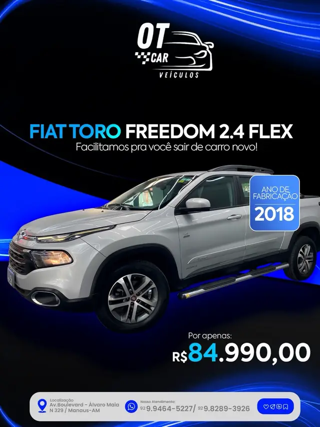 Carro Fiat Toro 2018 Freedom 2.4 TigerShark AT9 (Flex)
