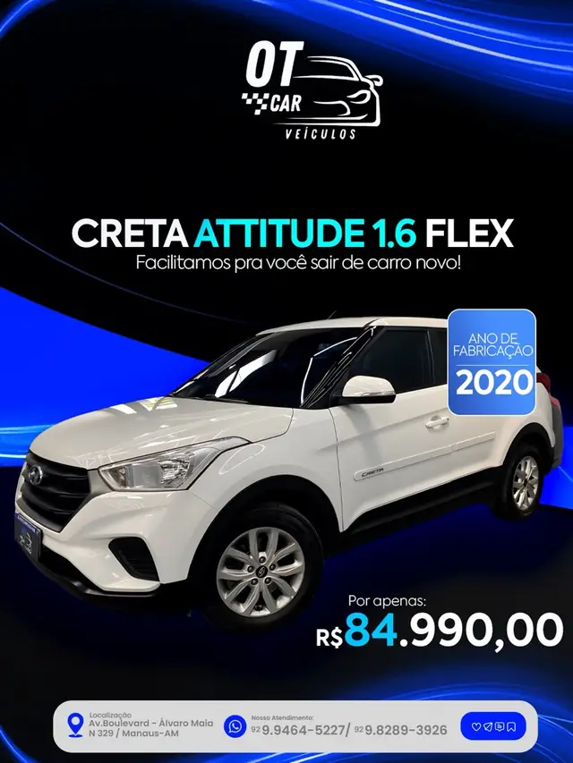 Carro Hyundai Creta 2020 Attitude 1.6 (Aut) (Flex) (PCD)